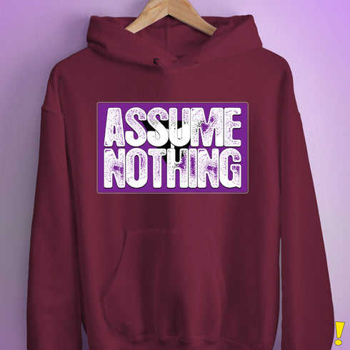 Assume Nothing Lesbian Labrys Pride Flag Hoodie - Maroon